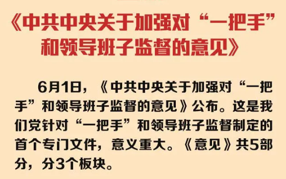 中共中央關(guān)于加強(qiáng)對(duì)“一把手”和領(lǐng)導(dǎo)班子監(jiān)督的意見
